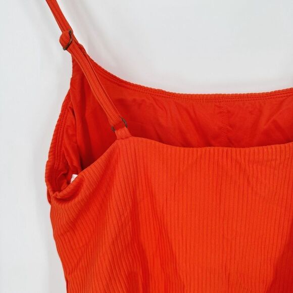 Andie The Longline Tank Tankini In Ribbed Siren Orange Med NWT - Picture 6 of 10